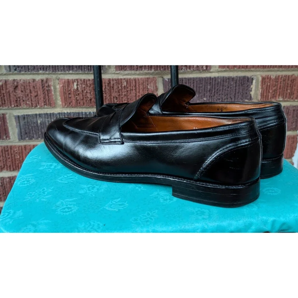Allen Edmonds Glasgow Black Leather Split Toe Slip On Loafers- Men Size 14B